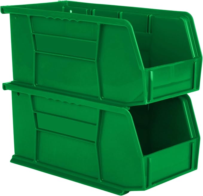 Hudson Exchange 11" x 5-1/2" x 5" Plastic Stackable Storage Bin and Hanging Container (Green, 1 Pack)