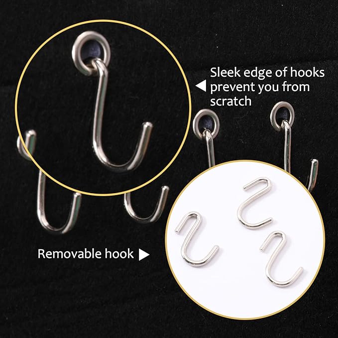 Hanging Jewelry Organizer Storage with 24 Hooks Wall Mounted Jewelry Display Hanging on Door Closet Necklace Holder for Bracelet Ring Chain-Patent Design (Black)