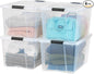 IRIS USA 72 QT Plastic Storage Box with Lid and Latches - 4 Pack - BPA-Free, See-Through Organizing Solution, Durable Nestable Stackable Containers, Secure Pull Handle - Clear