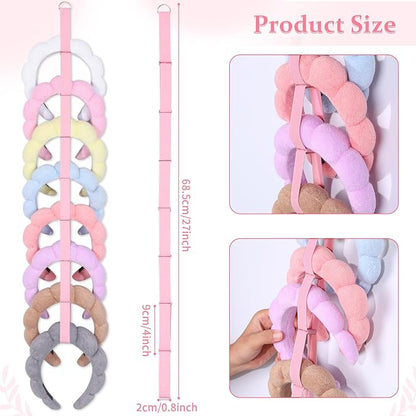 3 PCS Headband Holder Organizer for Girl,Hanging Hairband Storage for Women,Pink Hair Hoop Display Hair Accessories Organizer Bedroom College Dorm Decor
