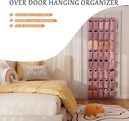 homyfort Over the Door Shoe Organizer, 40 Large Breathable Mesh Pocket,Space Saving Hanging Shoe Rack,Shoe Storage Holder for Entryway Bedroom Closet