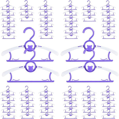 Baby Hangers for Nursery Closet 60 Pack Plastic Kids Clothes Hanger Space Saving Non Slip Extendable Toddler 11-14” Adjustable Hangers Heavy Duty Clothing Infant Hanger Bulk, Purple