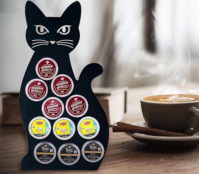dgudgu Cat Coffee Pod Holder For K Cup Holder Black Coffee Pod Organizer K Pod Holder For Counter