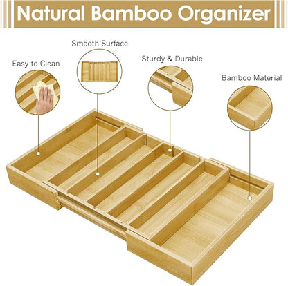 Coffee Pod Holder Drawer, Bamboo K Cup Holder Compatible with Nespresso Vertuo Capsules, 25-45 K Cup Drawer Organizer for Coffee Station Home Office and Kitchen (Bamboo)