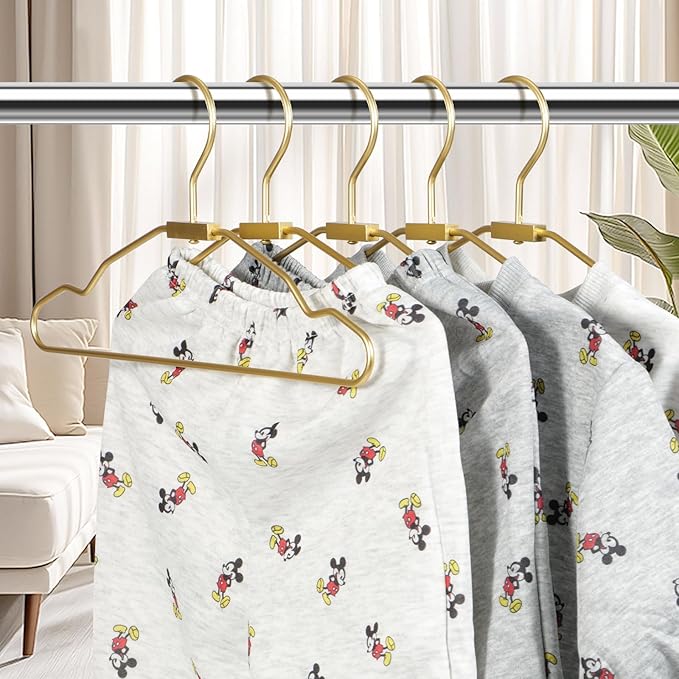 VWV Gold Aluminum Hangers, 20 Pack Baby Hanger，12.6 Inch Children Baby Hangers, Sturdy Metal Children Clothes Hangers for Wardrobe, Space-Saving Toddler Hanger