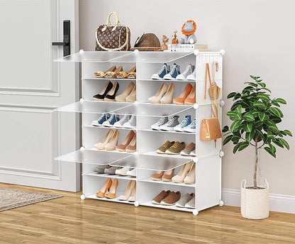 Shoe Storage,24 Pairs Rack Organizer for Closet Cabinet with Door Shelves Closet,Entryway,Hallway,Bedroom