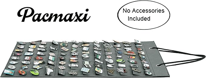 PACMAXI Hanging Brooch Pin Organizer, Display Pins Storage Case, Brooch Collection Storage Holder, Holds Up to 96 Pins.(Not Include Any Accessories) (S-96 Slots, Grey, Small)