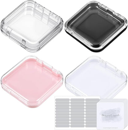 4 Pcs Press On Nail Storage Box with 30Pcs Adhesive Double Sided Tape and 8 Pcs Cards, Press on Nails Packaging, Acrylic Nails Display Box, Nail-Box Organizer for Nail Salon (4 Colors)