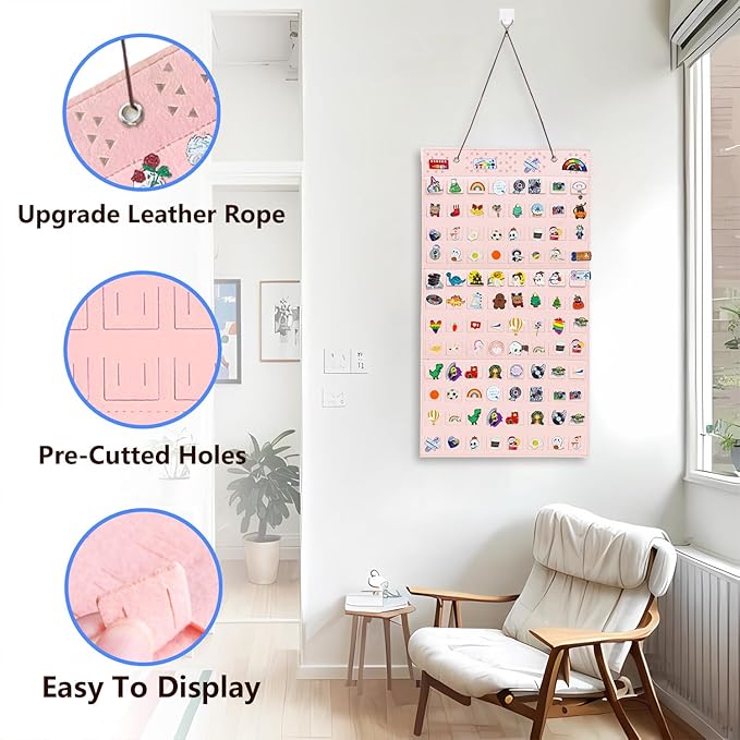 Collector Pin Board,Pin Collections Storage Holder,Enamel Pin Hanging Display Board,Pin Board For Pins Collection,Pin Holder Display For Wall,Enamel Pin Organizer Display Case(170 Slots,Pink)
