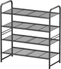 Simple Shoe Rack, 4 Tier Heavy Duty Metal Shoe Shelf 27 Inch Wide, Black