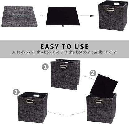 Posprica Fabric Storage Cubes,13×13×13 cube storage bins, Foldable Drawers Baskets Containers for Shelf Cabinet Bookcase,Thick and Heavy Duty (4pcs, Black)