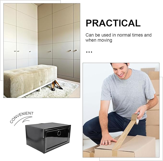 Dustproof Plastic Shoe Storage Box with Side-opening Door, Large Capacity 34x18x25cm Organizer for Sneakers and Boots, Stackable Shoe Container for Home Closet