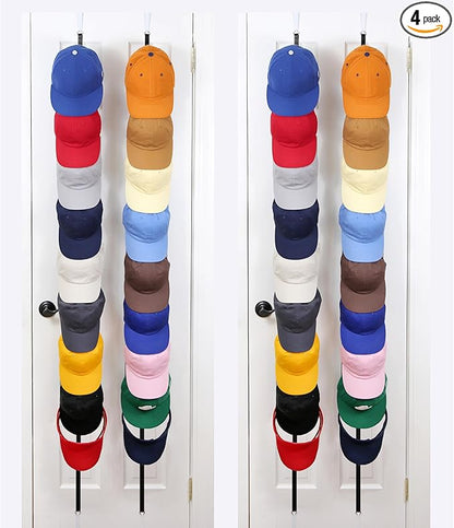 Perfect Curve Hat Organizer CapRack 2-Pack | Over-The-Door Hat Rack and Organizer | Baseball Cap Rack | Hat Rack for Door | 4 Straps | Holds 36 to 72 Adjustable Caps |Black