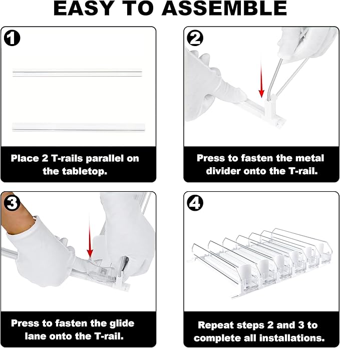 LumoShine Drink Organizer for Fridge, Self-Pushing Soda Can Dispenser for Refrigerator, Width Adjustable Pusher Glide for 12oz to 20oz holds (White, 14.96" D x 18.89" W— 6 Rows)