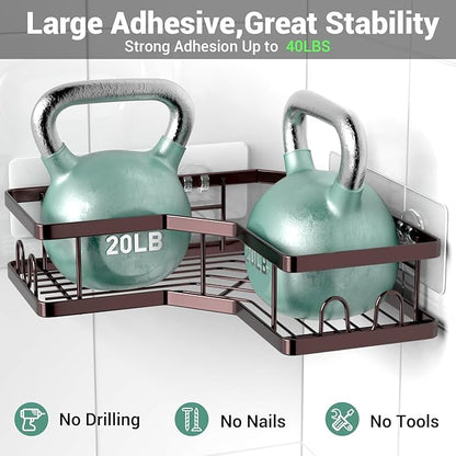AKTECKE Corner Shower Caddy Organizer Shelf: Adhesive No Drilling Shower Rack Bathtub Shelves - 3Pack Rustproof Bathroom Shower Shelf