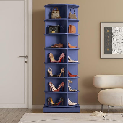 HomVent Rotating Shoe Rack, 7-Tier Spinning Shoe Rack Tower, Free Standing 360° Revolving Shoe Organizer Shoe Storage Shelf Hold Over 28 Pairs Shoes for Entryway Living Room