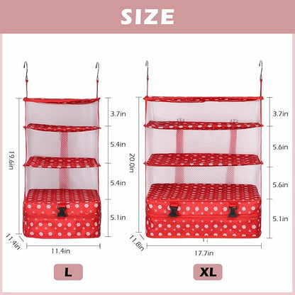 Surblue Hanging Closet Storage Bag Collapsible 3-Shelf Washable Oxford Fabric with 2 Hooks (XL 17.71 * 11.81 * 20in, Snow)