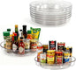 8 Pack Lazy Susan 10 inch Turntable for Spice Organization | Clear BPA-Free Plastic Rotating Organizer for Kitchen Cabinet, Pantry, Countertop, Fridge | 360-Degree Rotating Base