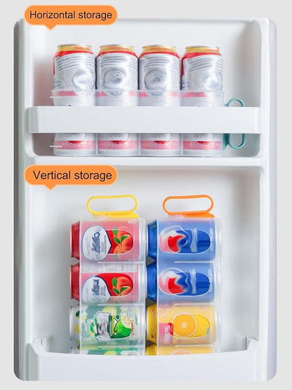 Can Storage Organizer for Refrigerator, Stackable Kitchen Canned Food Holder with Handles, Beverage Drink Pop Soda Can Dispenser (Color : Yellow)