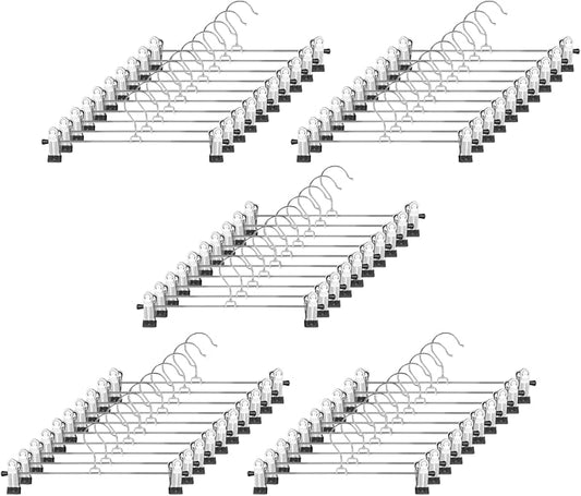 GoodtoU Pants Hangers 50 Pack - Pant Skirt Hangers with Clips, Metal Hanger with Clips for Skirt Shorts Trouser