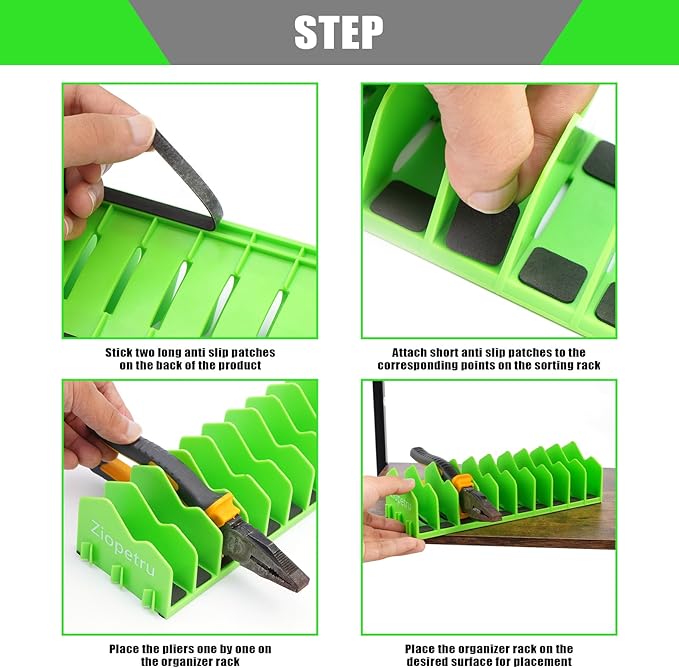 Ziopetru Plier Organizer Rack, 10-Slot Pliers Organizer for Tool Box Drawer, Tools Organizers Players with Non-Slip Rubber Base, Fits 0.8" Tools, 3" H Drawers（1 Pack