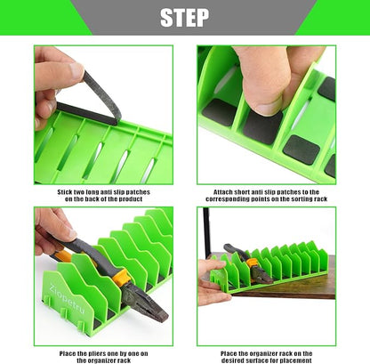 Ziopetru Plier Organizer Rack, 10-Slot Pliers Organizer for Tool Box Drawer, Tools Organizers Players with Non-Slip Rubber Base, Fits 0.8" Tools, 3" H Drawers (2)