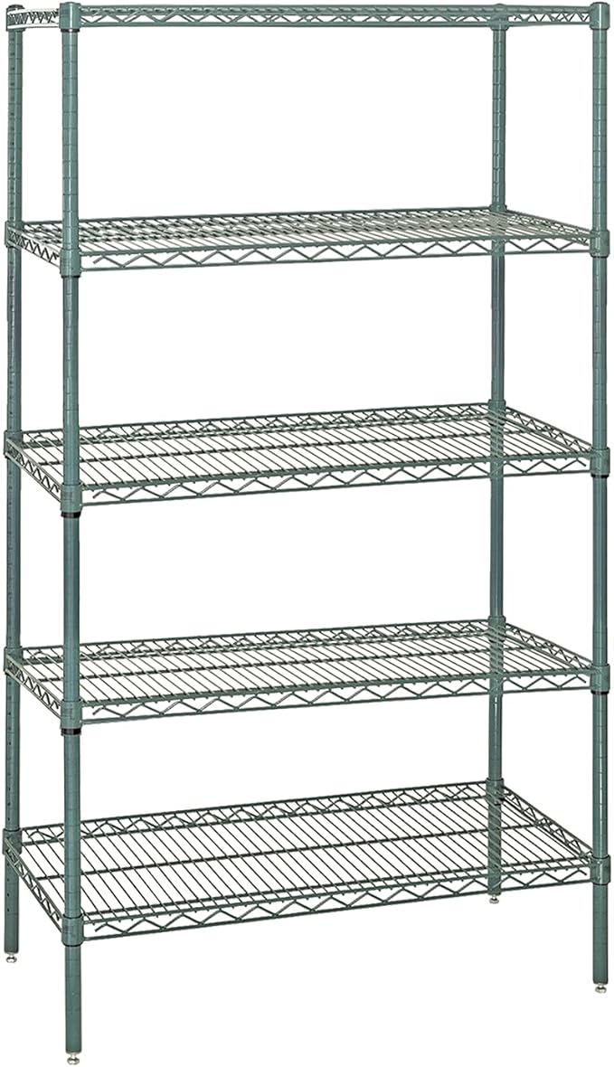Quantum Storage Systems WR86-1848P-5 Starter Kit Wire Shelves Green Epoxy 5 Shelves 86" H x 48" W x 18" D