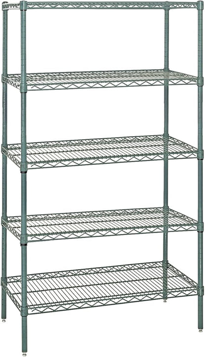 Quantum Storage Systems WR86-1848P-5 Starter Kit Wire Shelves Green Epoxy 5 Shelves 86" H x 48" W x 18" D