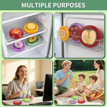 Avocado Saver Set of 4 Silicone Stretch Food Storage Pods, Reusable Produce Saver Containers for Fridge,Onion Keeper Lemon Tomato Vegetable Fresh Keeper