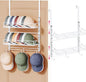 SWTYMIKI Over Door Hat Organizer - 3 Tier Wall Mounted Hat Rack with 2 Adjustable Metal Basket and 3 Hooks, Hanging Baseball Cap Organizer Storage Holds up to 29 Caps for Door, Bedroom, Closet