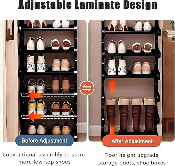 Vertical Shoe Rack 7 Tier, Bamboo Narrow Shoe Rack for Small Spaces, Freestanding Shoe Storage Organizer for Entryway Closet, Space Saving Skinny Shoe Shelf