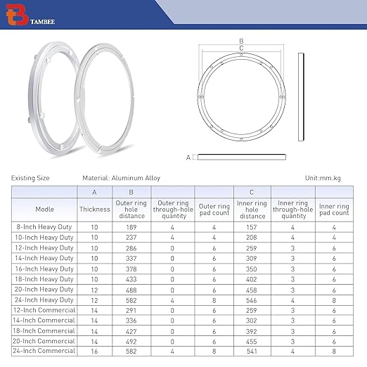 TamBee 16 Inch Lazy Susan Hardware Heavy Duty Metal Rotating Hardware Large Turntable Bearing Ring Lazy Susan Bearing Lazy Susan Parts Lazy Susan Mechanism Lazy Susan Kit Lazy Susan Base Only