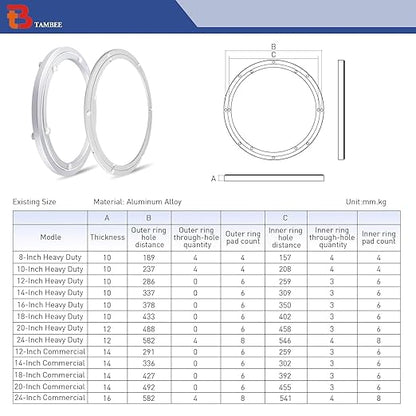 TamBee 12 Inch Lazy Susan Hardware Heavy Duty Metal Rotating Hardware Turntable Bearing Ring 300mm Turntable Lazy Susan Kit Lazy Susan Mechanism Lazy Susan Parts Turntable Bearing Lazy Susan Base Only