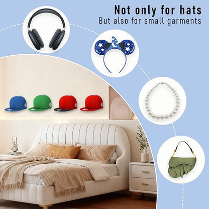 Baseball Hat Holder for Wall (White-10)