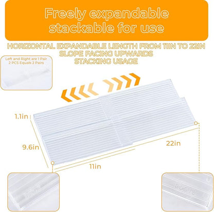UFORU Acrylic Spice Drawer Organizer 4 Tier(4 Packs), Expandable from 11" to 22" Seasoning Organizer Tray for Kitchen - Clear Tiered Spice Rack for Drawer, No Assembly Required(Jars Not Included)