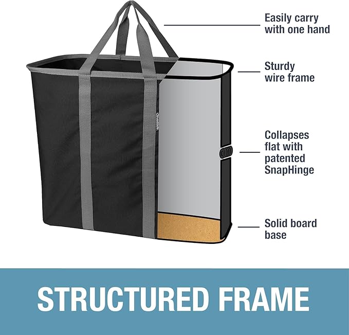 CleverMade Collapsible Laundry Caddy – Foldable Laundry Hamper & Tote, XXL 64L Pop-Up Laundry Basket with Handles, Space-Saving Laundry Organizer for Home, Dorm, Closet & Travel, 2 Pack - Denim Gray