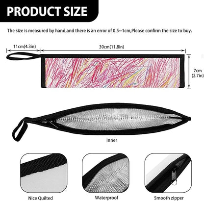 Portable Tableware Carrier Pouch Cutlery Bag Silverware Organizer Accessories for Travel Camp Party,Lines
