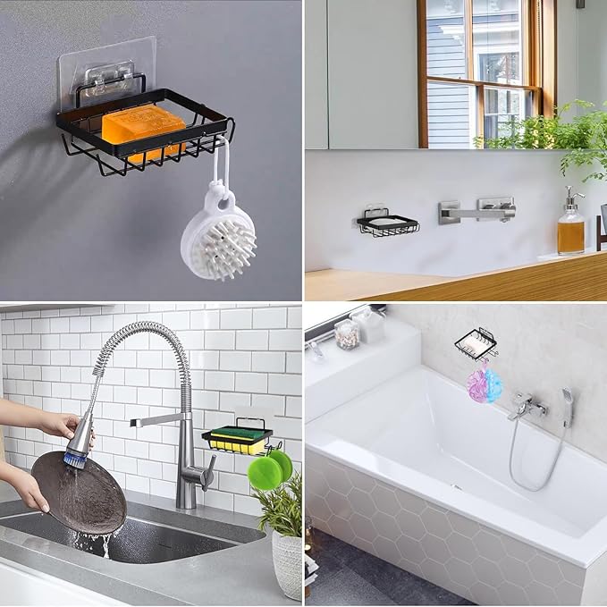 Carrie Joe Soap Holder Self Draining Soap Dish Razor Holder for Shower Wall Not Punched Easy Clean Bar Soap Holder Fit for Bathroom, Kitchen Sink