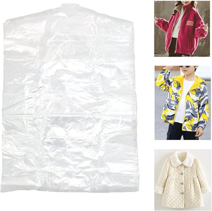 100 Pack Garment Bag,Transparent Clothing Cover, Storage Bag for Short or Children's Clothing (55 * 80)