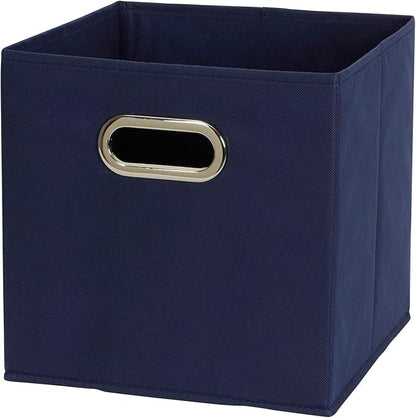 Household Essentials 81-1 Foldable Fabric Storage Bins | Set of 6 Cubby Cubes with Handles | Navy Blue, 6 lbs (Pack of 6)