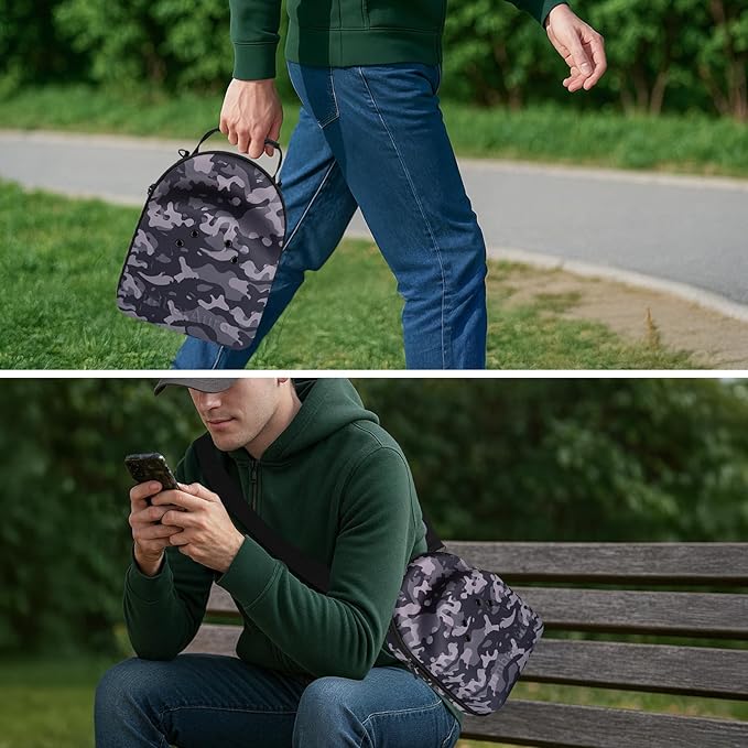 Camo Hat Case for Baseball Caps, Sleek Hard Shell Travel Cap Carrier for 6-7 Hats, Breathable Storage Box with Airflow Eyelets for Closet & Home, Water-Resistant 1680D Oxford Cap Organizer