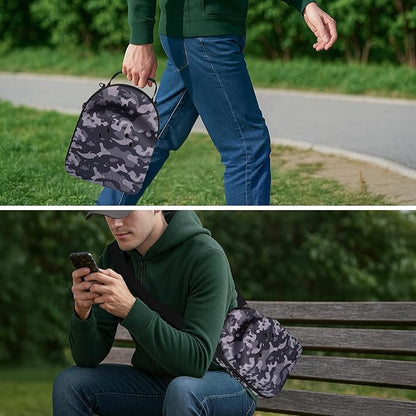 Camo Hat Case for Baseball Caps, Sleek Hard Shell Travel Cap Carrier for 6-7 Hats, Breathable Storage Box with Airflow Eyelets for Closet & Home, Water-Resistant 1680D Oxford Cap Organizer