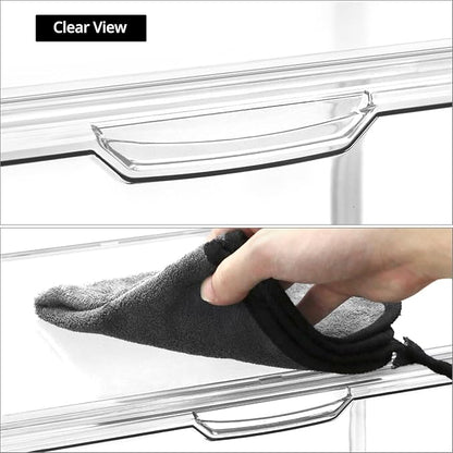QWORK Stackable Plastic Closet Storage Container Shoebox - Clear Versatile Organizer for Shoes and Bags, 14x8.6x10.6 inches