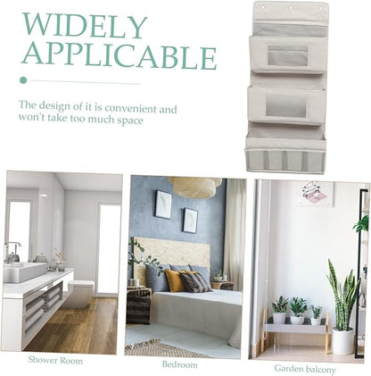 Door Storage Organizer Foldable Hanging Storage Pouch with Hooks Gray 40x90cm for Boys and Girls Room and Dormitory Organization