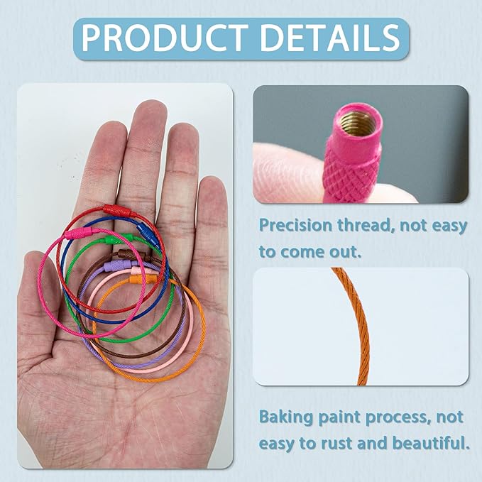 80 Pcs Wire Keychain Cable Steel Wire Key Ring，5.9 Inches Stainless Steel Key Ring Loop Holder for Luggage Tags,Keys ，ID Tag