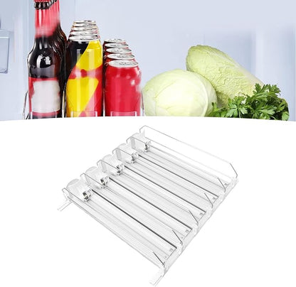 5pcs Soda Can Organizer for Fridge, Automatic Can Holder Dispenser, ABS Fridge Can Holder, Self Pushing Drink Organizer, Beverage Containers for Refrigerator Kitchen(White)