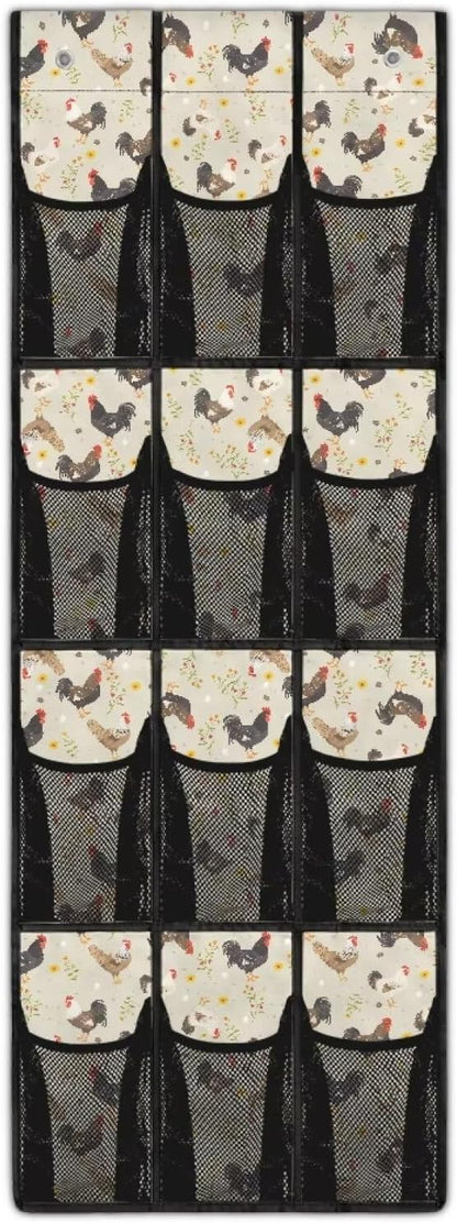 Roosters Shoe Organizer Door Hanger,Shoes Hanger Storage Organizer Bag Storage for Small Spaces,Hanging Shoe Storage