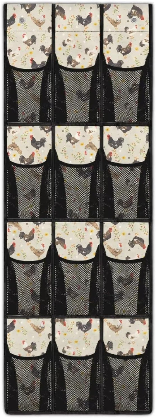 Roosters Shoe Organizer Door Hanger,Shoes Hanger Storage Organizer Bag Storage for Small Spaces,Hanging Shoe Storage