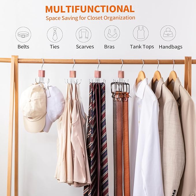 Cedar Block Belt Organizer, 4 Pack Natural Aromatic Cedar Closet Organizers for Belts, Scarves, and Ties