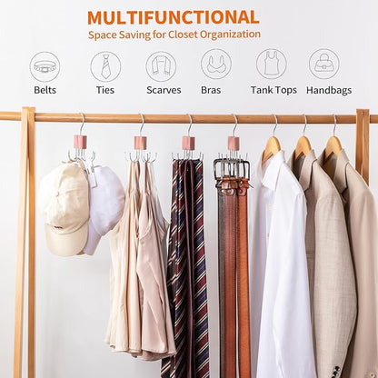 Cedar Block Belt Organizer, 4 Pack Natural Aromatic Cedar Closet Organizers for Belts, Scarves, and Ties